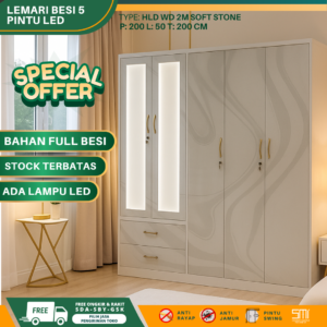 Lemari Besi 5 Pintu LED